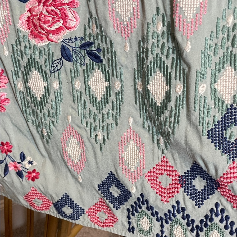 Savanna Jane Embroidered Floral Blouse - Teal and Pink - Picture 5 of 8